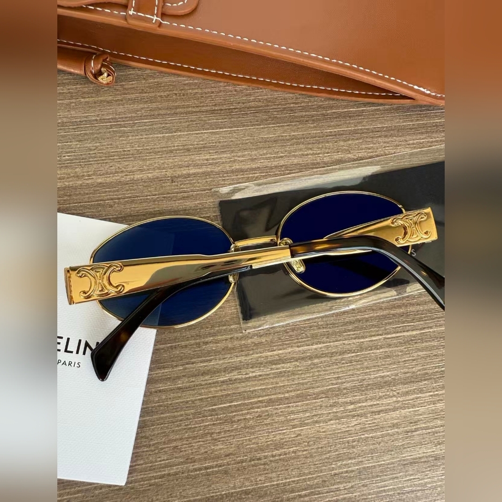 Celine Triomphe Gold Metal Sunglasses - Picture 2 of 13